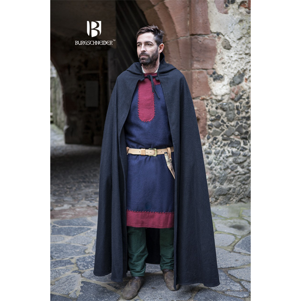 Hooded Medieval Cloak Hibernus - Black Raven Armoury